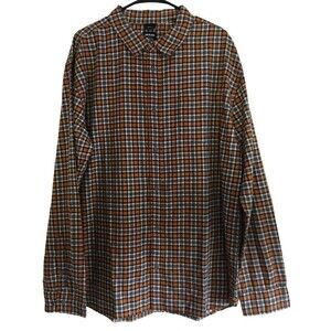 New Prana Los Feliz Flannel Shirt Mens XXL Button Up Slim Fit Pecan Pie 2XL NWT